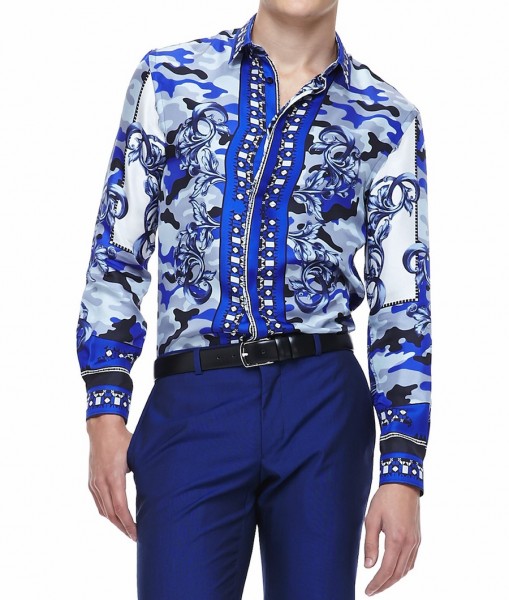 Versace-collection-blue-scarf-camo-print-shirt1