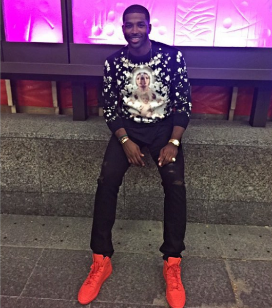 Tristan Thompson Spotted In A Givenchy Flower Madonna Sweatshirt1