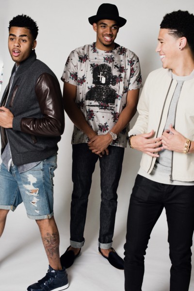 Karl-Anthony Towns, D'Angelo Russell and Devin Booker For WWD 14