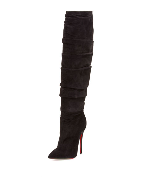 Christian Louboutin Ishtar Botta Ruched Suede Red Sole Boot1