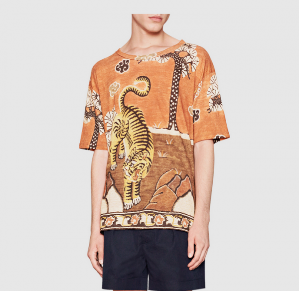 Gucci Animal Tiger Print Linen Jersey T-shirt1
