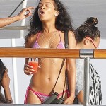 Shining In France: Rihanna Wearing A Sparkling Pink Bikini On Her Yacht 