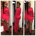 Toya Wright In Christian Louboutin Lady Daf Pumps Paired With A Red Dress