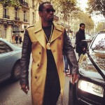 Diddy Wears A $958 Simon Spurr Leather-Sleeved Trench Coat In Paris
