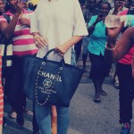 Rihanna Carries A Chanel Cabas Été 2012 Bag & Wears Christian Louboutin Duvette Pumps While Shopping In Barbados