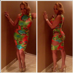 Kimbella Wears A Color-Blocking La Wise Dress Paired With Christian Louboutin Daffodile Patent Leather Platform Pumps