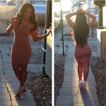 Angela Simmons Looks Cute In A Brown Dress & $229 MIA Limited Edition Rocco Snakeskin Sandals