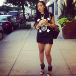 Angela Simmons Pairs A $65 Caven + Etomie: IDIA White Stars Baroque Tee With $229 MIA Rocco Sandals
