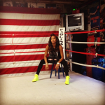 Singer LeToya Luckett Wearing $690 Gucci Coda Neon Yellow Leather Sneakers In The Boxing Ring