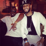 Hanging Out In Style: Swizz Beatz Wears A Skingraft Bomber Baseball Leather Jacket While Chillin With Diddy