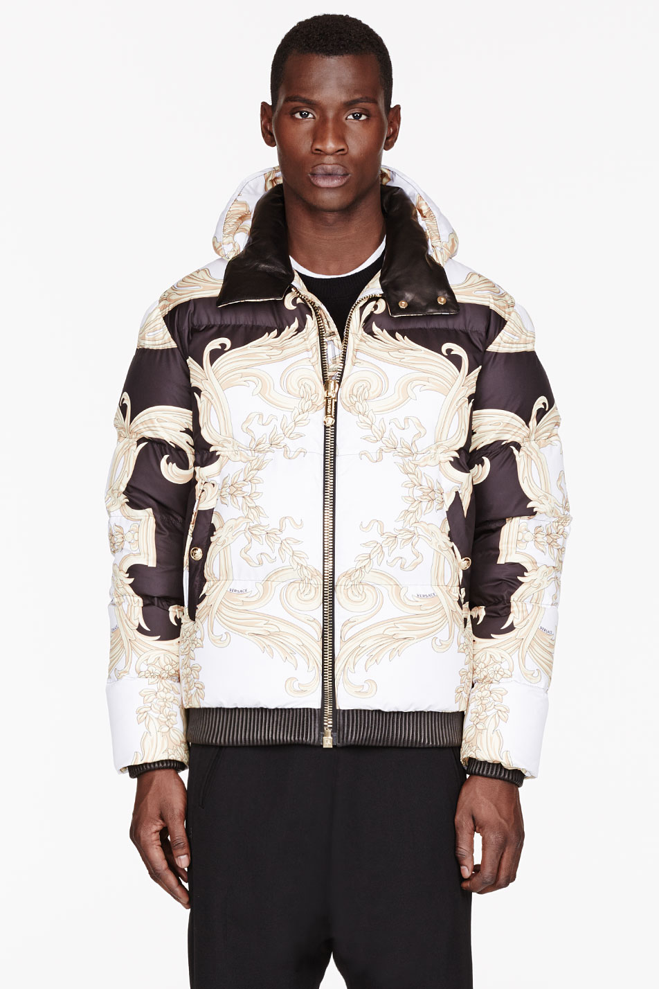 The Game Wears A $2,361 Versace Baroque Feather Down Jacket & $180 ...