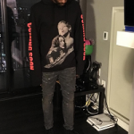 Shabazz Muhammad Wears A Vetements Black Oversized Titanic Hoodie, Faith Connexion Denim & adidas Originals x Yeezy Boost 750