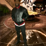 Kevin Hart Wears A Saint Laurent Black And Red Teddy Leather Baseball Jacket