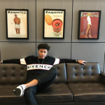 NBA Player Kelly Oubre Jr. Wears A Givenchy Intarsia Wool Sweater; Interns At Esquire Magazine