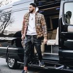 NBA Player Ben Simmons Dressed In A Burberry Contrast Check Cotton Flannel Puffer Overshirt & Nike Travis Scott AF1