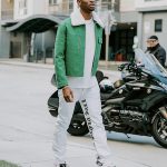 REMEMBERING VIRGIL ABLOH: Shai Gilgeous-Alexander Styles In A Louis Vuitton Monogram Workwear Denim Jacket & Off White X Air Jordan 2 Retro Low SP White Varsity Red Sneakers