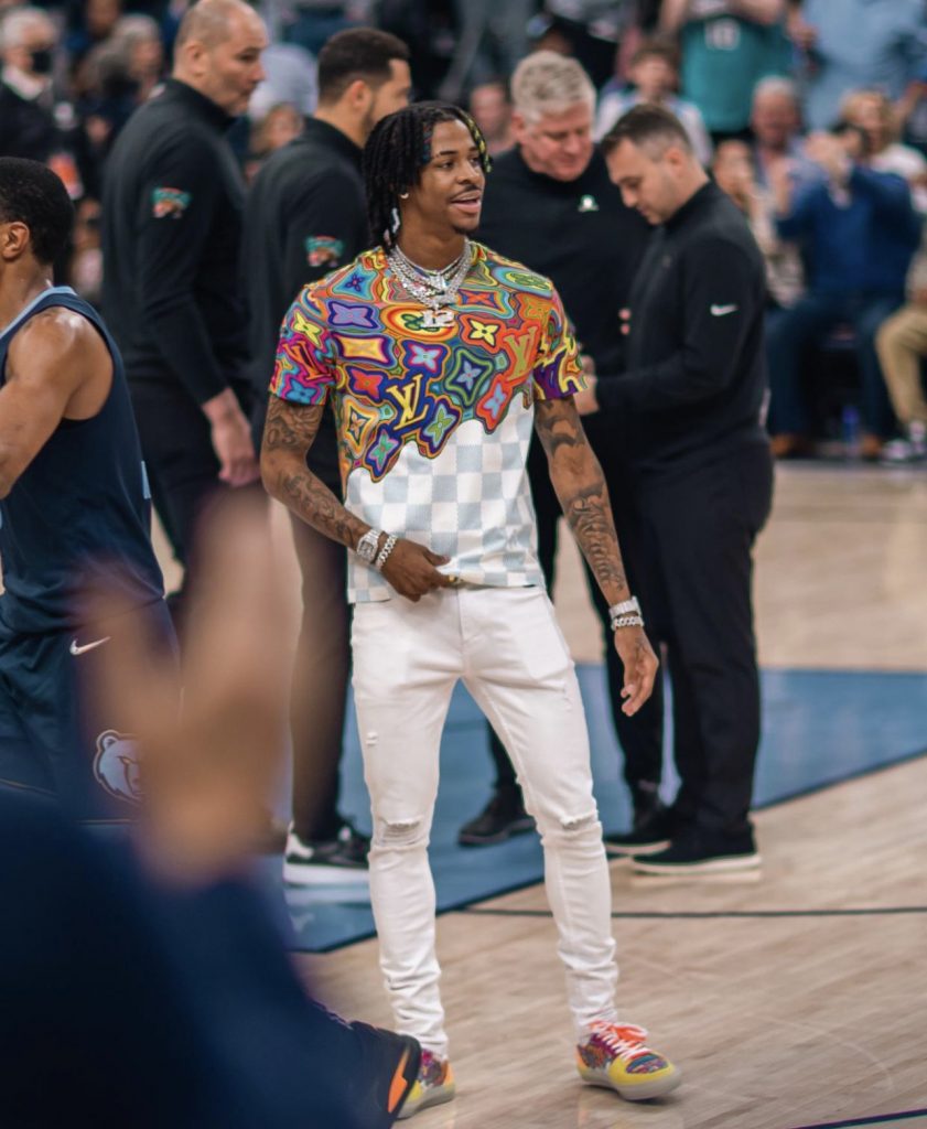NBA Player Ja Morant Spotted Courtside In A Louis Vuitton Colorful