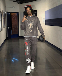 Basketball Player Ja Morant Outfitted In A Vlone x Saint Michael 