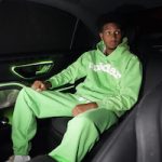 Denim Braxton Wears A Sp5der Logo Hoodie Sweatsuit And Off-White x Nike Dunk Low “Lot 1” Sneakers