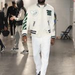 LeBron James Wears A Personalized Off-White Jacket And Nike Air Force 1 x Off-White By Virgil Abloh For MoMA Sneakers